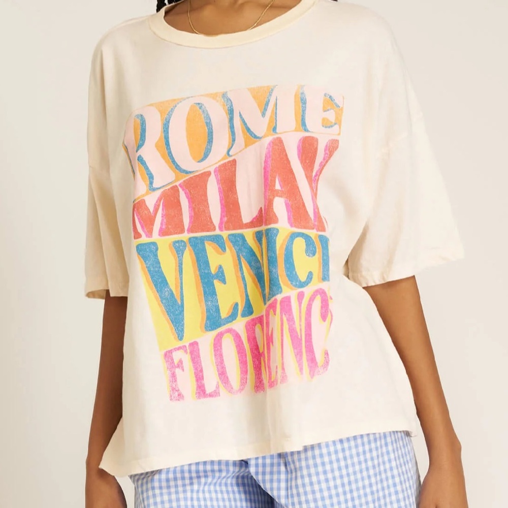 New with tags. Italia boyfriend tee. Project Social. Rome Milan Venice Florence